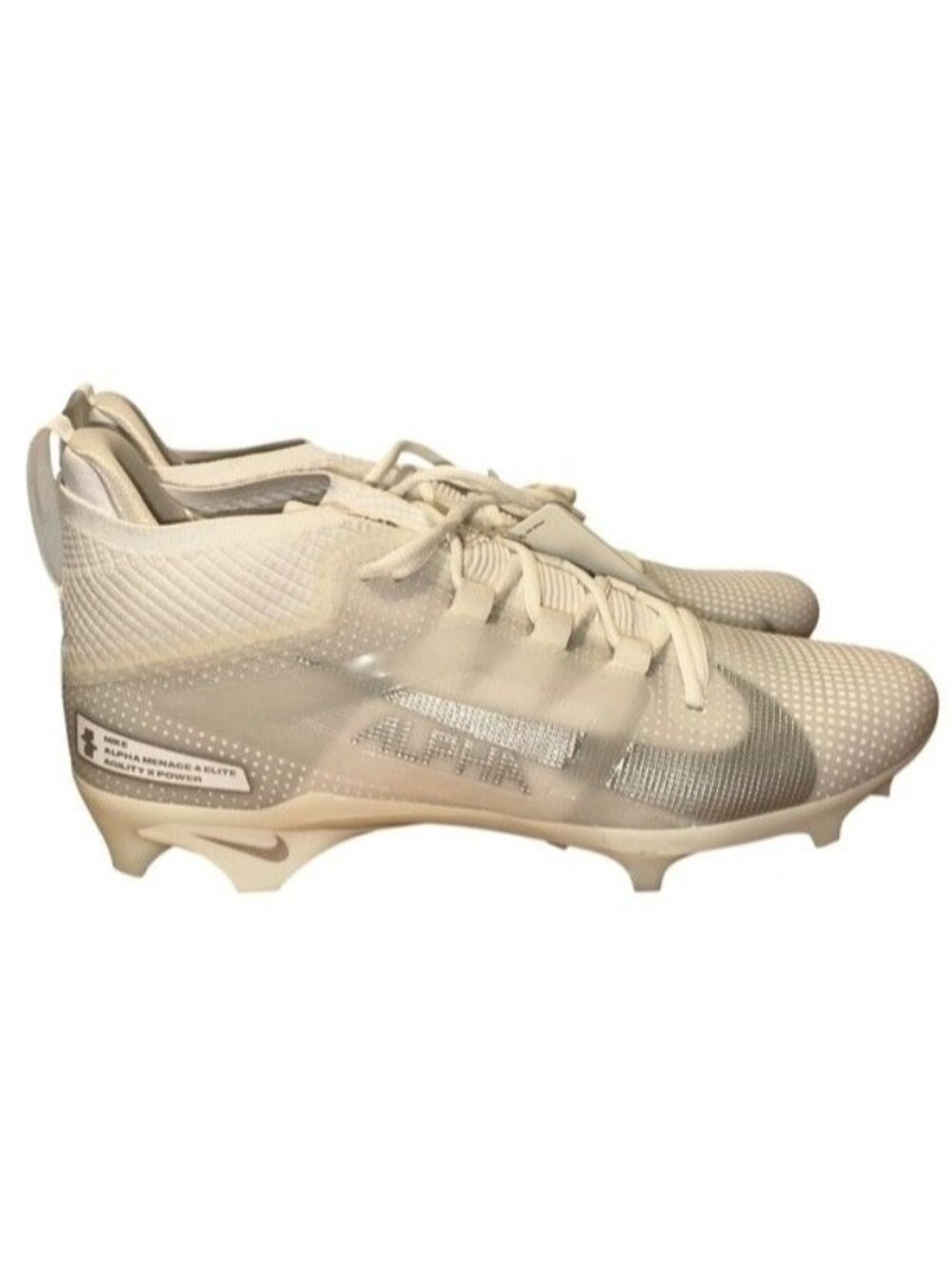 Nike Alpha Menace 4 Elite Football Cleats White / Silver FD7036-101 Men's 12 New - Picture 2 of 13